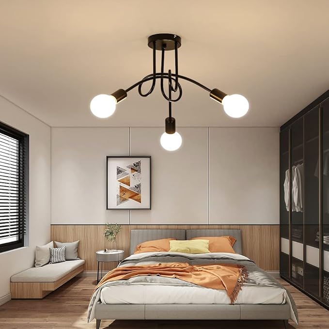 Black HASWEX Modern Chandelier Lighting Vintage Ceiling Lamps Ceiling LiCeiling Lamps Lamps (Size : 3 Heads)