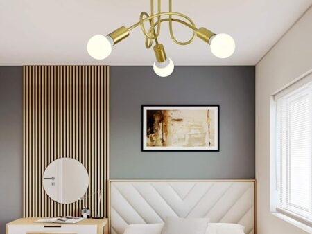 Gold EXPORA Ceiling Lamp Lighting Curved Design Hanging Lights for 3 Heads Golden