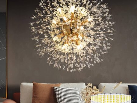 600MM Modern Dandelion Crystal Ceiling Light Suitable for Dining Room, Living Room, Bedroom,Warm White