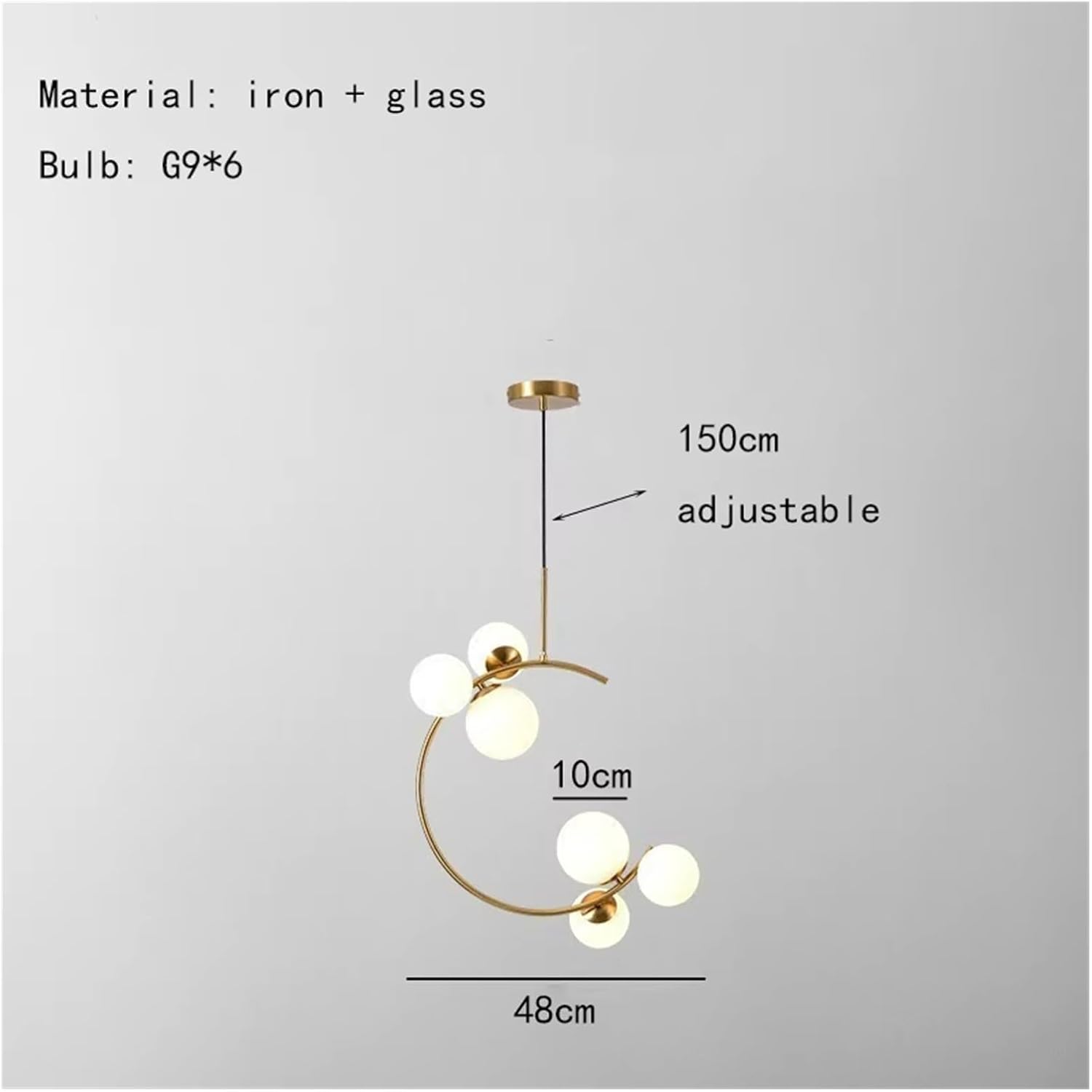 White Glass G9 Bulb Pendant Light Gold Metal Home Hanging Lamp for Dining Room Bedroom Foyer,Modern Lighting-Warm White-6lights - Image 3