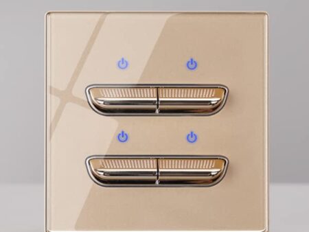 4g2w Luxury Acrylic Crystal Tempered Glass Gold Switches