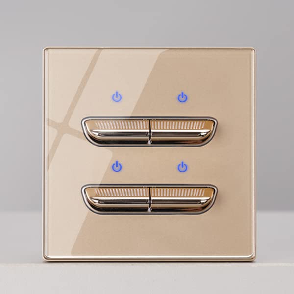 4g2w Luxury Acrylic Crystal Tempered Glass Gold Switches